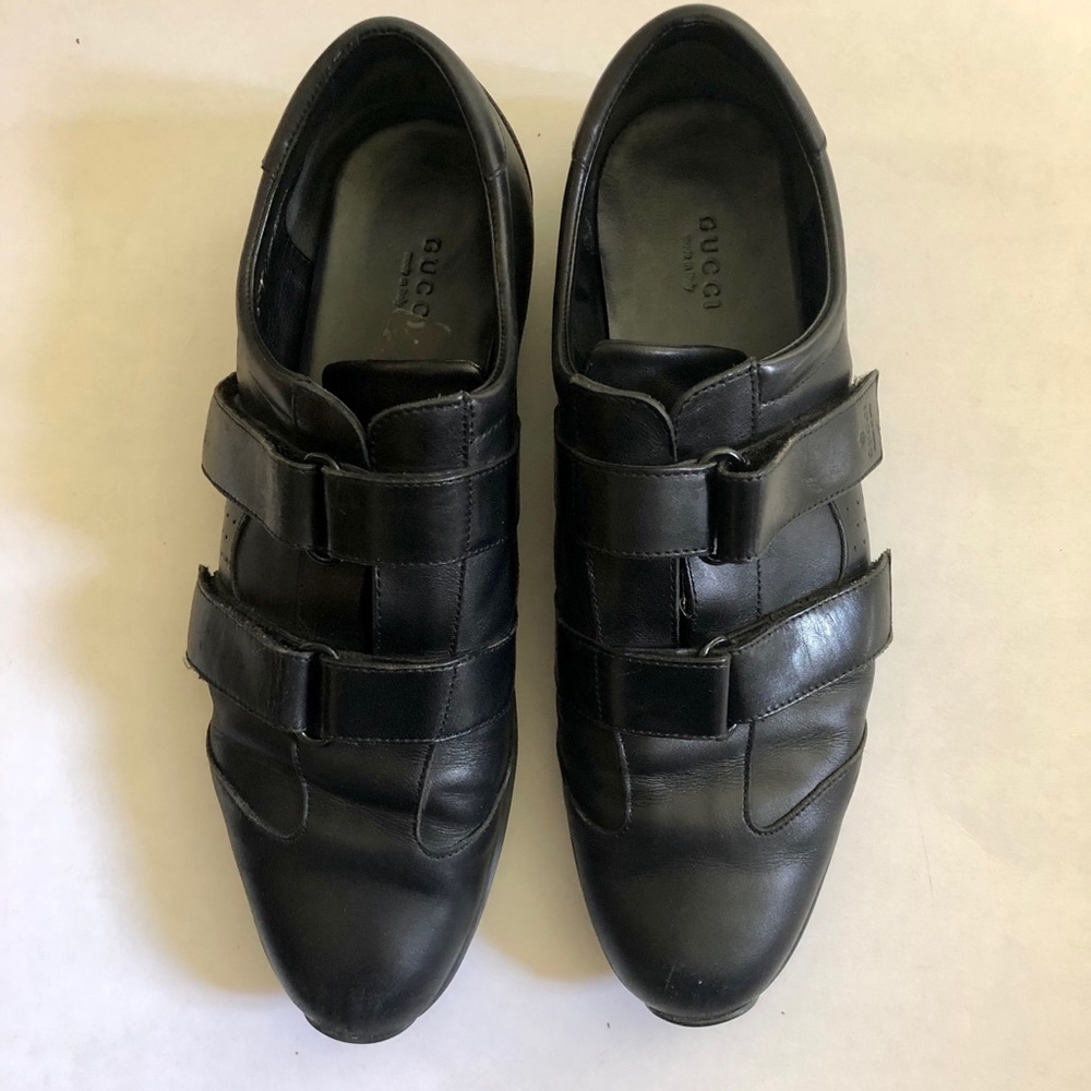 Gucci Black Leather Velcro Sneakers